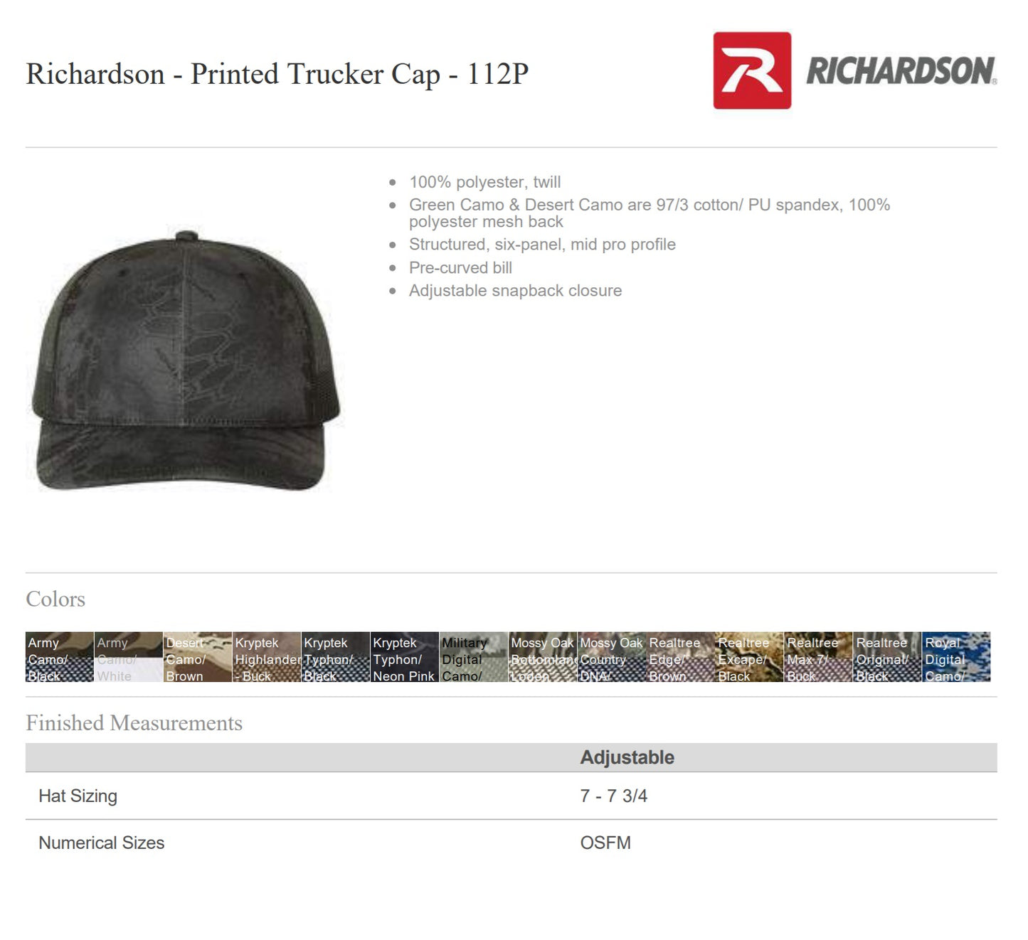 Hook and Bullet - Richardson 112P - 6 Panel