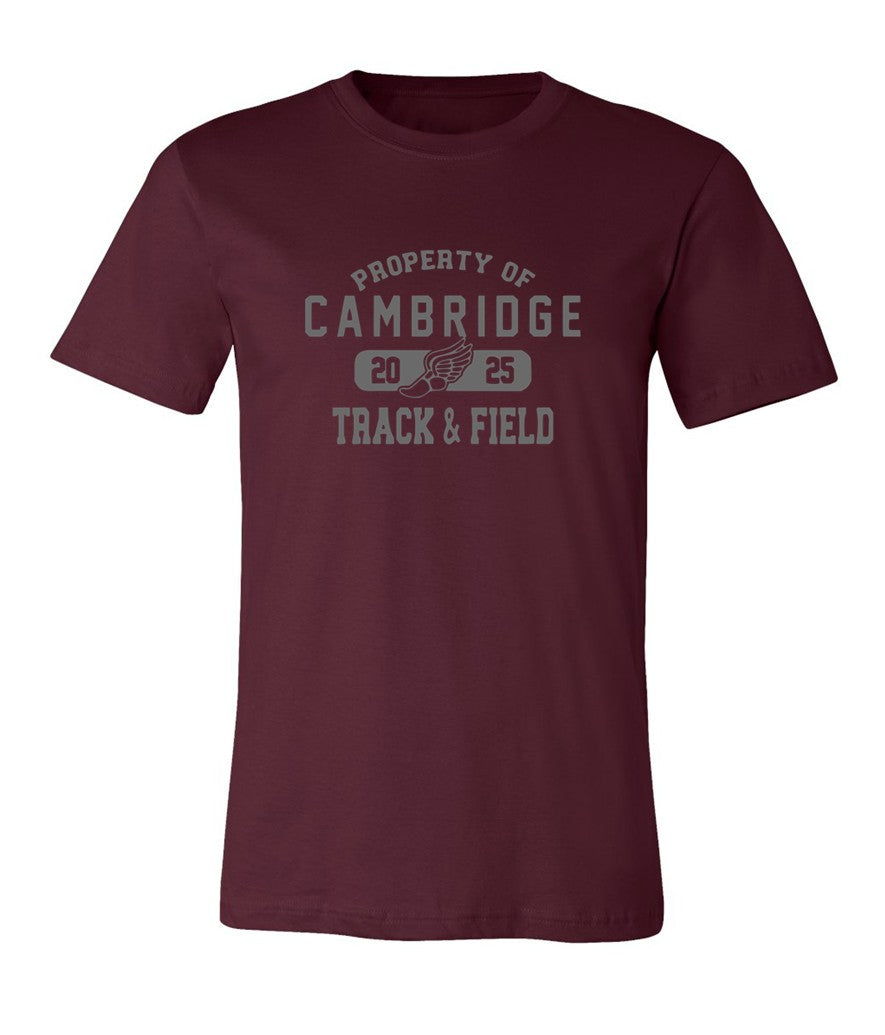 Cambridge Track and Field - Property of on Maroon