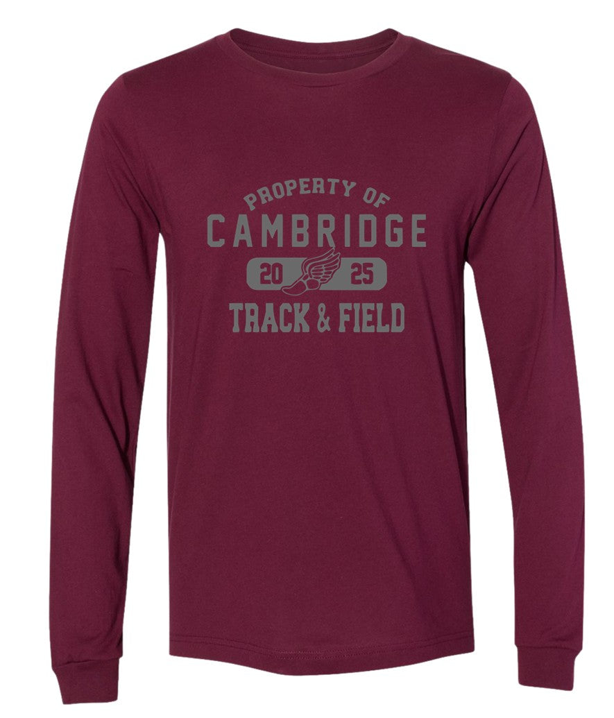 Cambridge Track and Field - Property of on Maroon