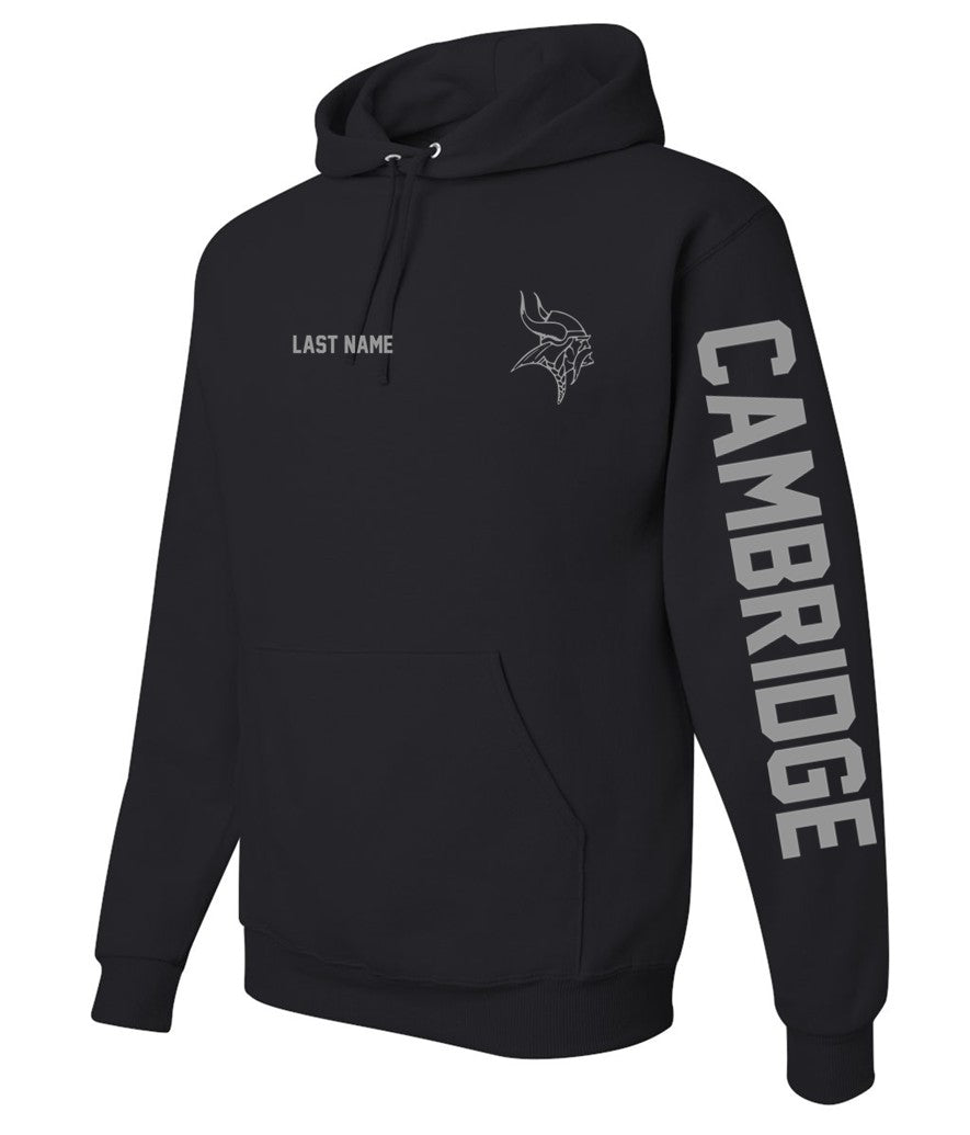 Cambridge Track and Field on Black - JERZEES - NuBlend® Hooded Sweatshirt