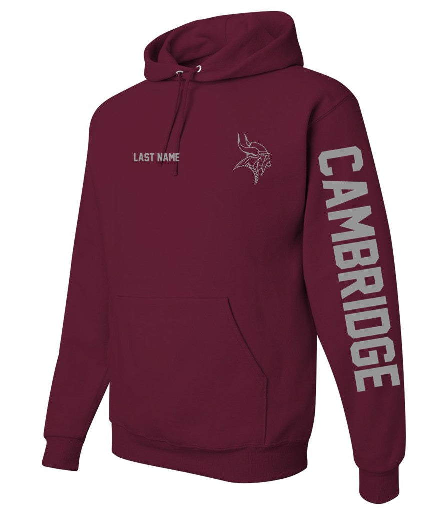 Cambridge Track and Field on Maroon - JERZEES - NuBlend® Hooded Sweatshirt