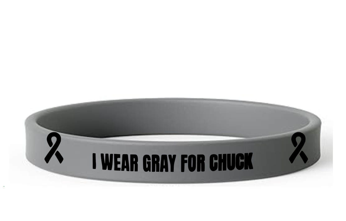 I WEAR GRAY FOR CHUCK - FIVE (5) RUBBER WRIST BANDS