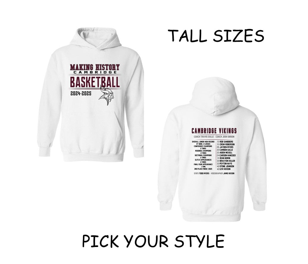 Cambridge Jr. High Basketball - Tall Sizes - Whte