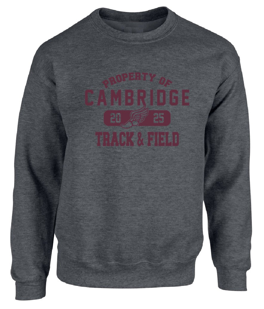 Cambridge Track and Field - Property of on Dark Heather Grey