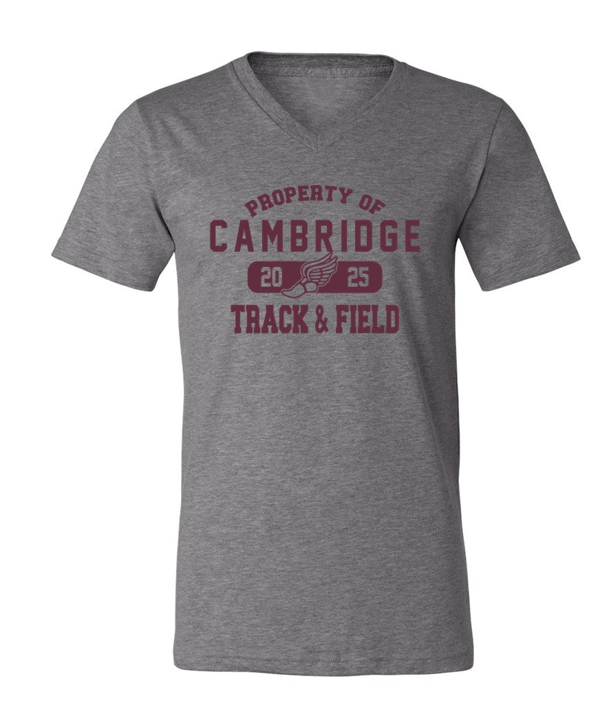 Cambridge Track and Field - Property of on Dark Heather Grey