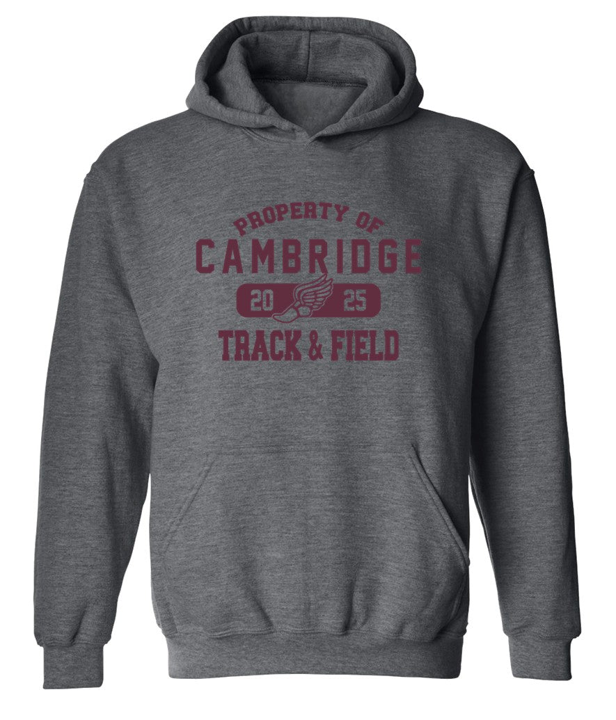 Cambridge Track and Field - Property of on Dark Heather Grey