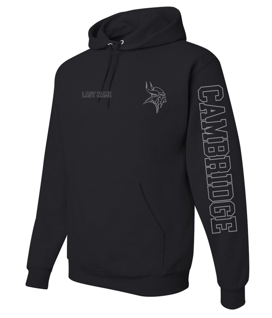 Cambridge Track and Field on Black - JERZEES - NuBlend® Hooded Sweatshirt