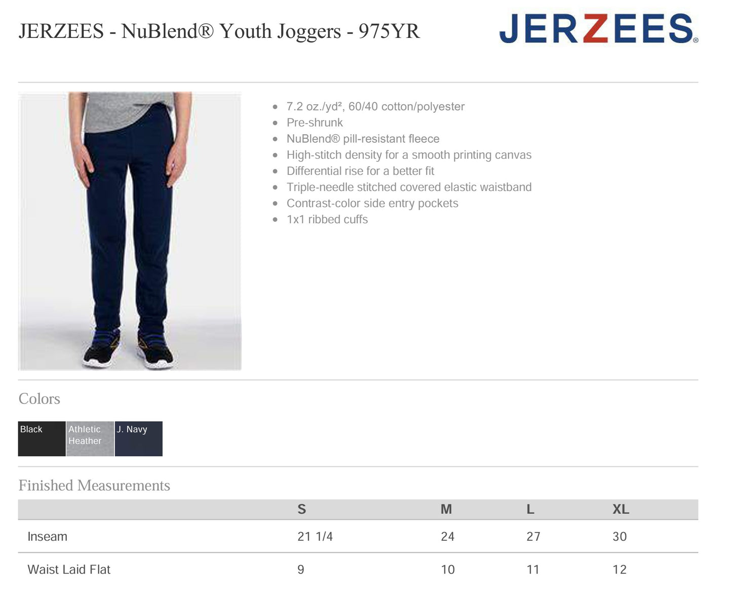 Cambridge  Pants - JERZEES - Nublend® Joggers - Youth and Adult - Athletic Heather