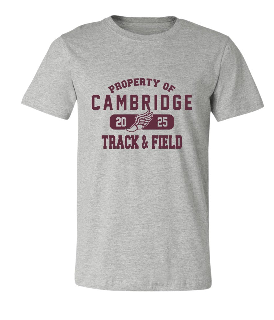 Cambridge Track and Field on Light Heather Grey - Pick your shirt style