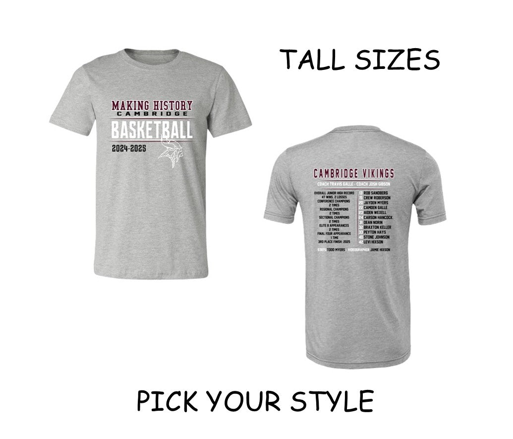 Cambridge Jr. High Basketball - Tall Sizes - Athletic Heather