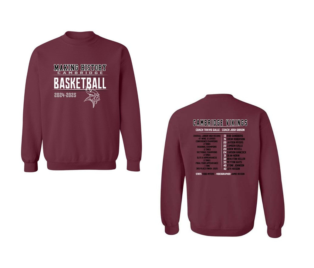 Cambridge Jr. High Basketball - Tall Sizes - Maroon