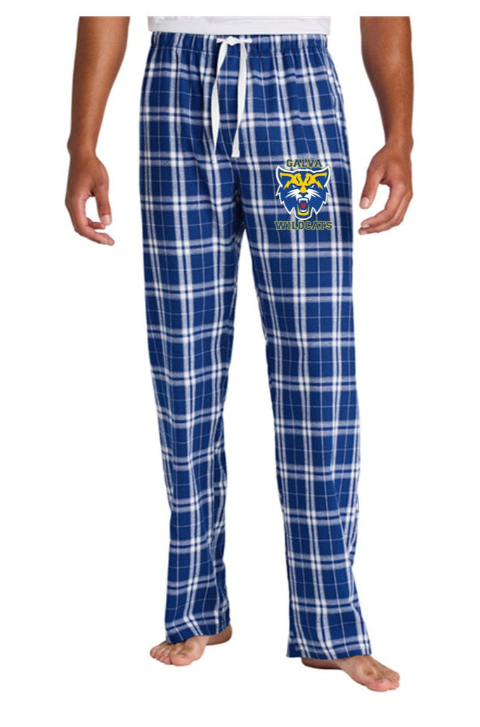 Men's Flannel Plaid Pant - Deep Royal with Wildcat Logo