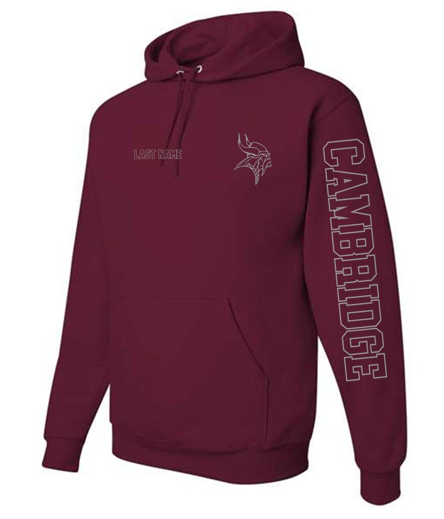 Cambridge Track and Field on Maroon - JERZEES - NuBlend® Hooded Sweatshirt