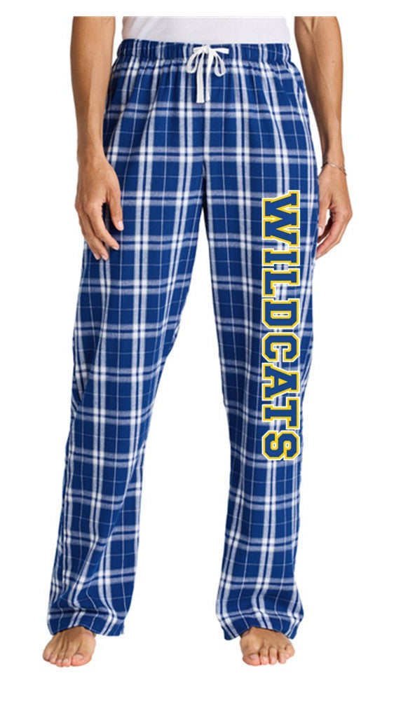Women’s Flannel Plaid Pant - Deep Royal with Wildcats