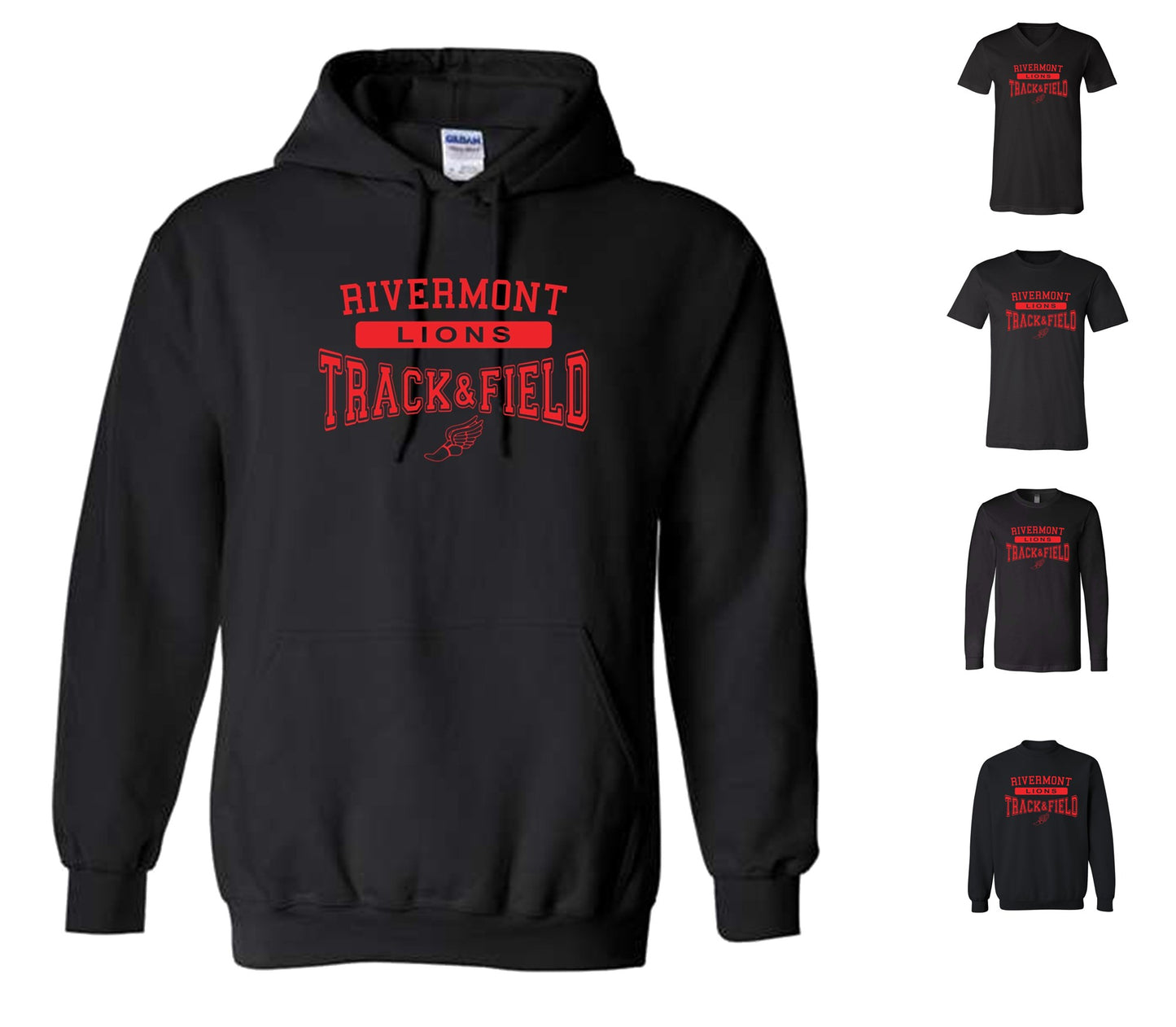 Rivermont Track and Field on Black - Pick your shirt style