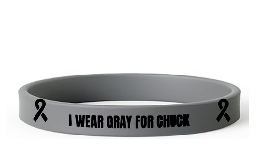I WEAR GRAY FOR CHUCK - FIVE (5) RUBBER WRIST BANDS