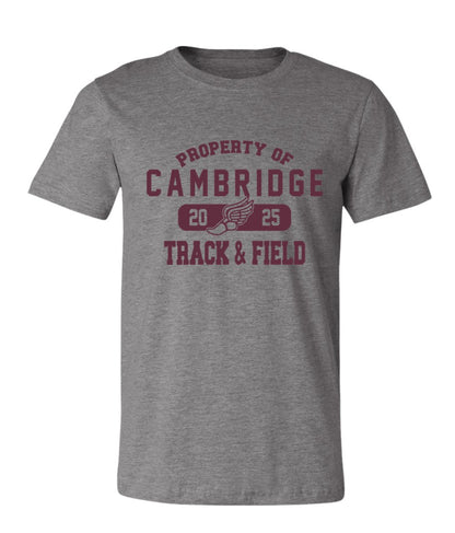 Cambridge Track and Field on Dark Heather Grey - Pick your shirt style