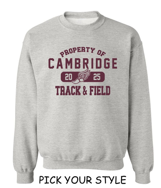 Cambridge Track and Field on Light Heather Grey - Pick your shirt style