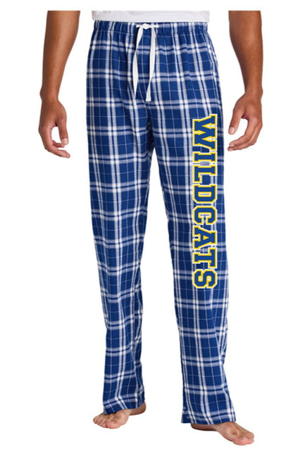 Men's Flannel Plaid Pant - Deep Royal with Wildcats