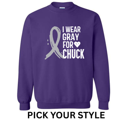 I WEAR GRAY FOR CHUCK ON PURPLE