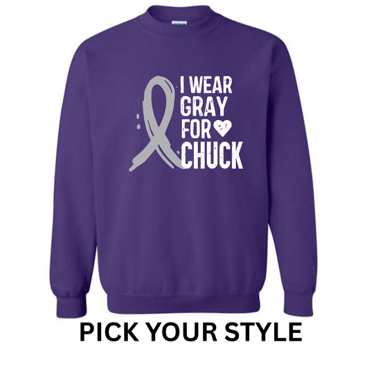 I WEAR GRAY FOR CHUCK ON PURPLE