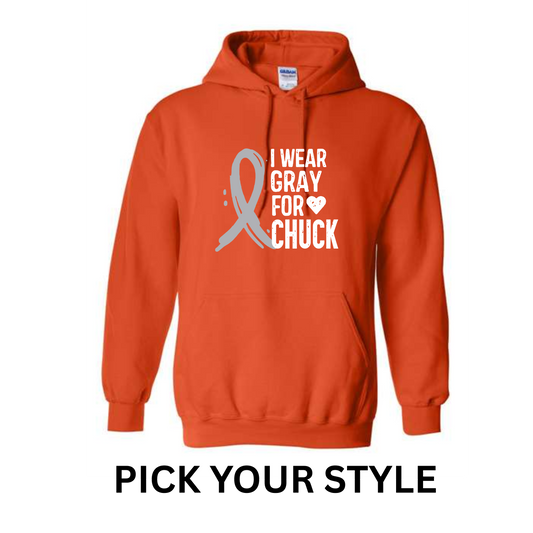 I WEAR GRAY FOR CHUCK ON ORANGE