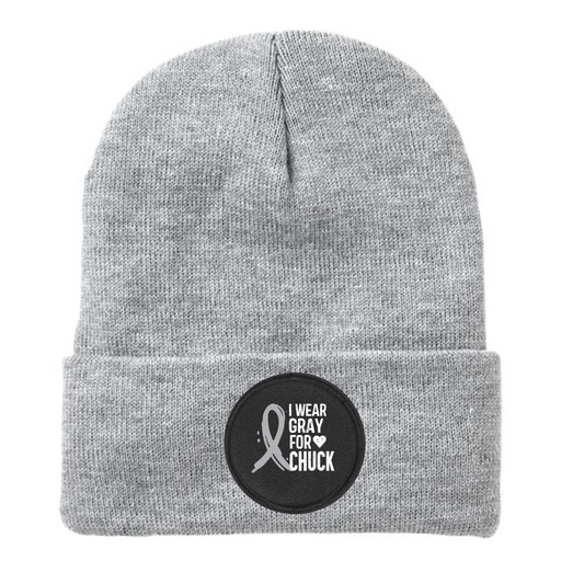 I WEAR GRAY FOR CHUCK - Jersey Lined Cuffed Beanie